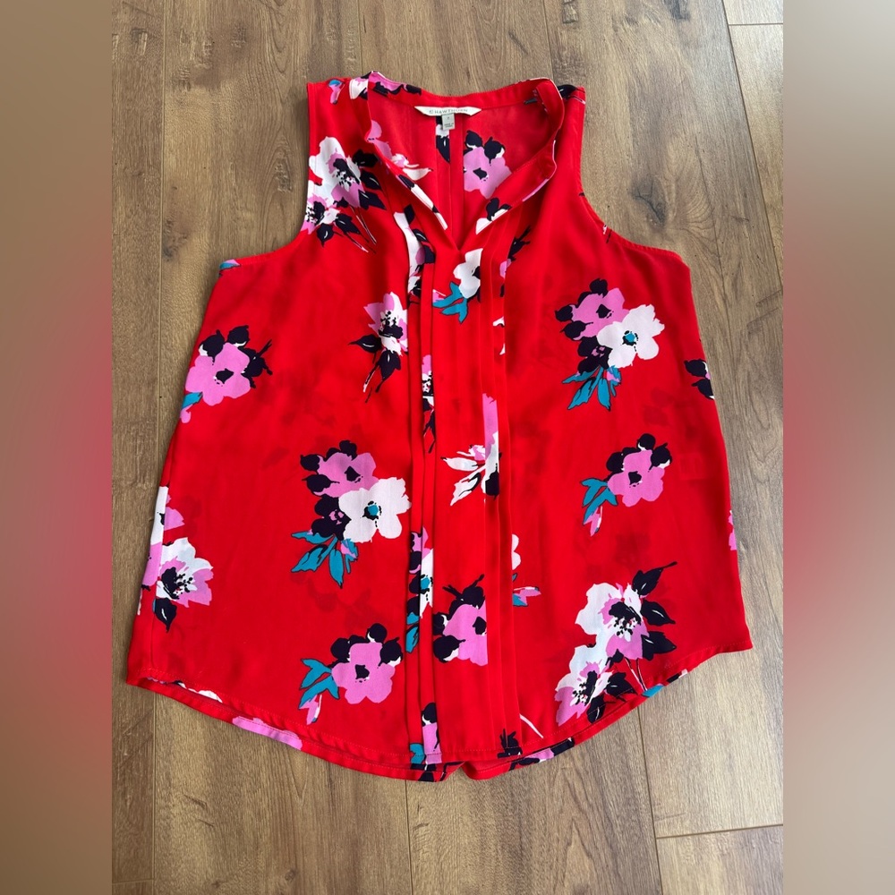 41 Hawthorn Red Floral Sleeveless Blouse